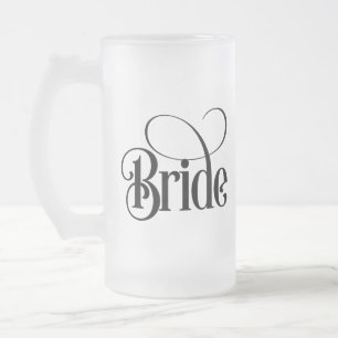 Jateado Caneca de Cerveja de Vidro Fosco Noiva (design 3)