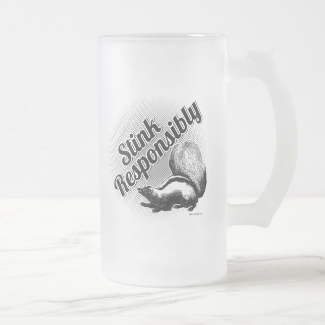 Jateado Caneca de cerveja de vidro fosco Stink Responsibly (Direita)