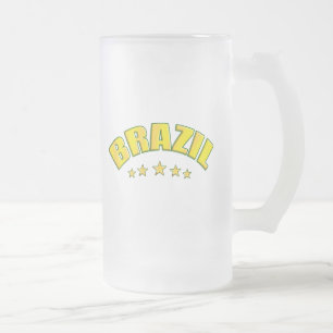 Jateado Caneca de cerveja do vidro de fosco de Brasil