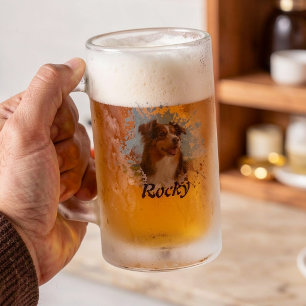 Jateado Caneca de Cerveja Personalizada em Vidro Fosco