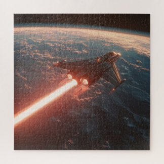 Jato Orbital Sobre a Terra - Quebra-cabeça Sci-Fi