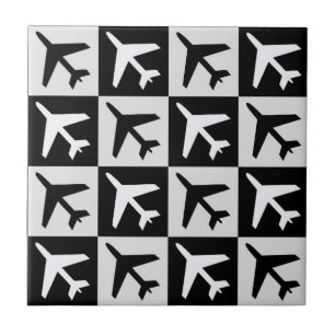 Jatos de Aviação Geométricos Preto e Branco Avião
