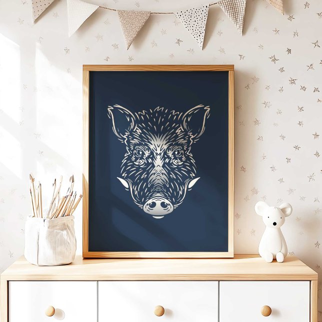 Javali | Animal da Floresta Impressão na Parede de (Woodland Wild Boar Nursery Wall Art Print by TinkPrints.)