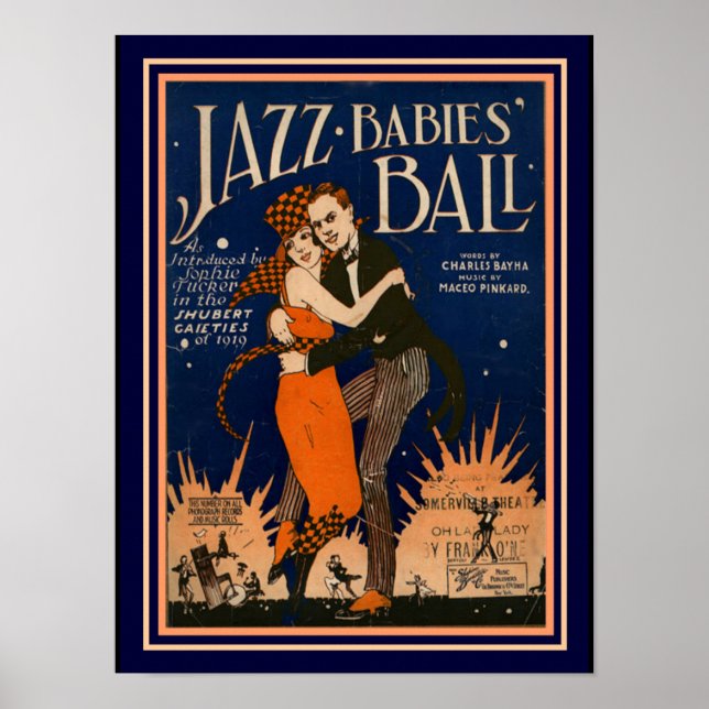 "Jazz Babies Ball" Deco Sheet Music Impressão 12 x (Frente)