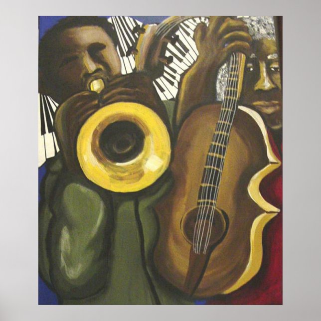 Jazz Bass Trumpet Piano Art Poster (Frente)