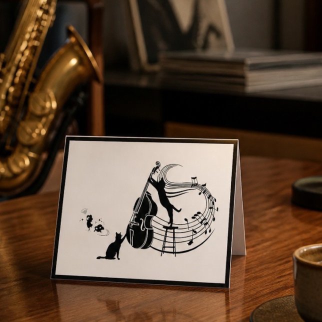 Jazz Cats | Cartão de Nota Dobrada Contrabaixo (Criador carregado)
