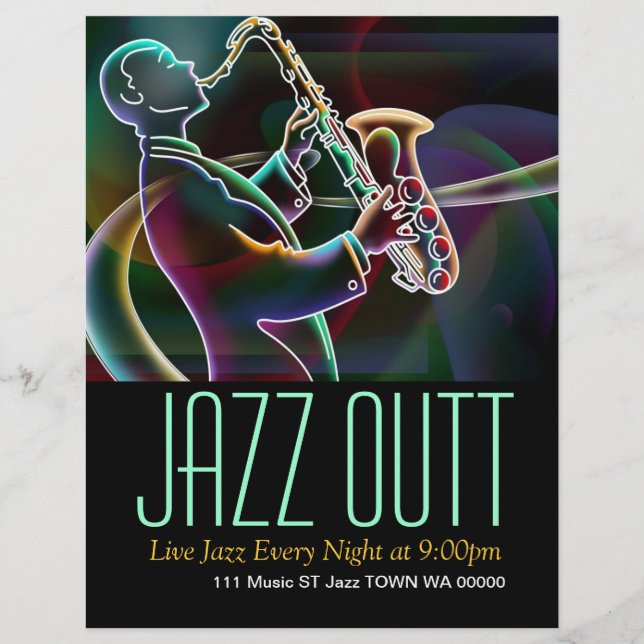Jazz Music Musical Flyer Convite (Frente)