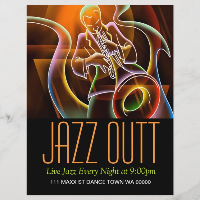 Jazz Music Musical Flyer Convite (Frente)