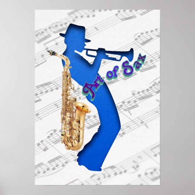Jazz Musical Blue Impressão Wall Art Poster (Frente)