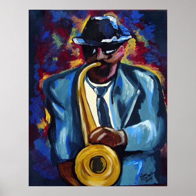 Jazz Sax Saxofone Musical Art Poster (Frente)