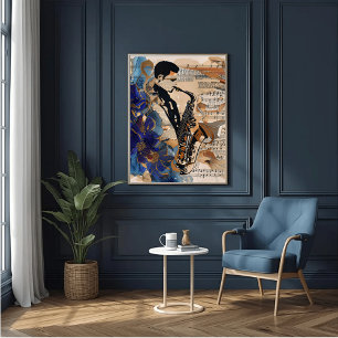 Jazz Saxophone Wall Art - Abstrato Music Canvas