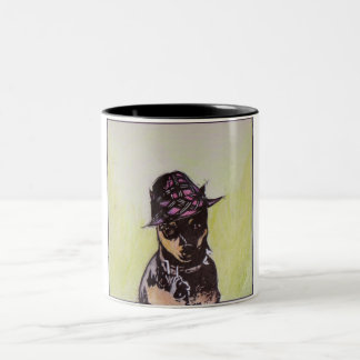 Jazzie Frannie a caneca do Pinscher diminuto