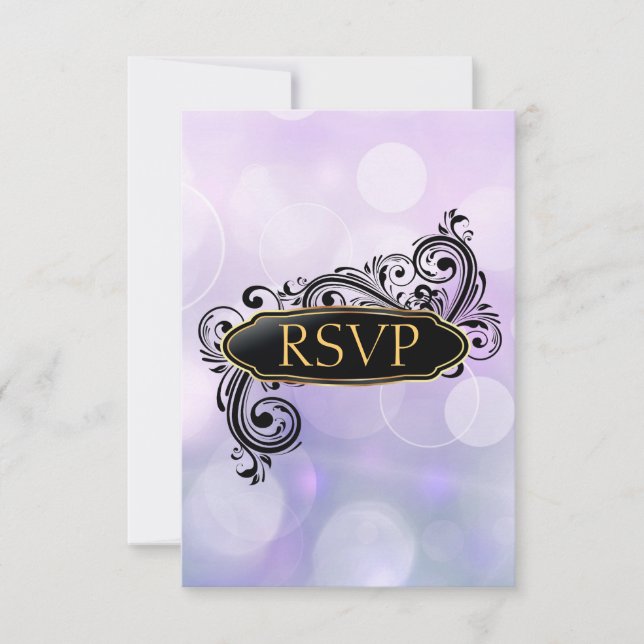 Jazzy Blue Bokeh Rsvp Convites (Frente)