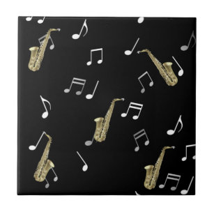 Jazzy Saxofone e Notas Musicais