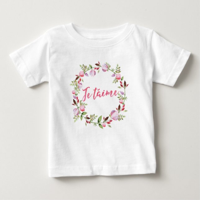 Je taime, camiseta floral infantil (Frente)