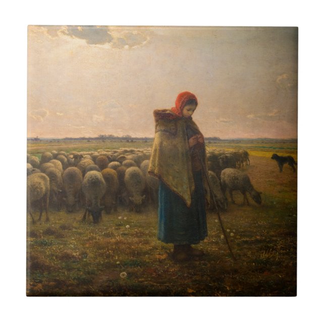 Jean-Francois Millet - Shepherdess e Flock 1863 (Frente)
