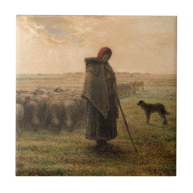 Jean-Francois Millet - Shepherdess e Flock 1865 (Frente)