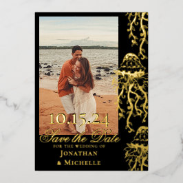 Jellyfish Gold Foil Beach Foto para salvar a data