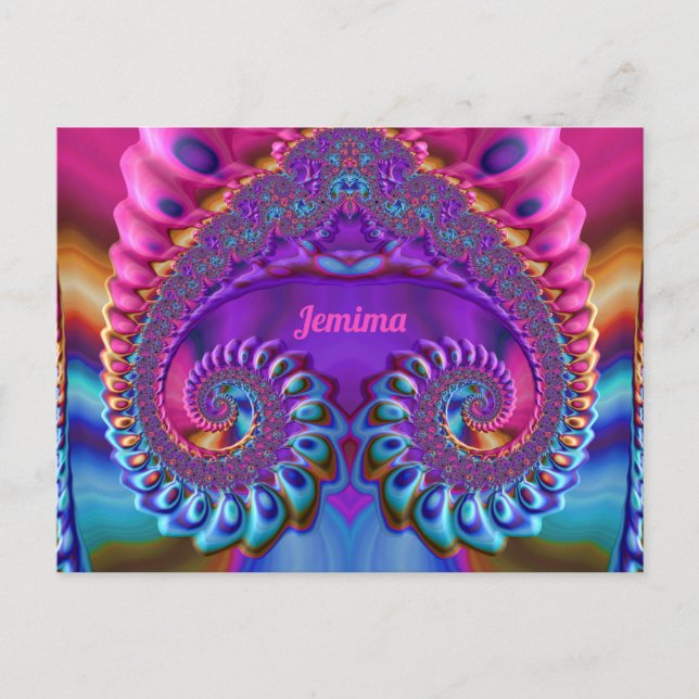 JEMIMA ~ Glossy Cartão Postal 3D Azul Rosa Zany (Frente)