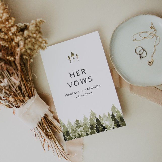 JENNA Rustic Pines Seu Cartão De Voto De Casamento (Criador carregado)