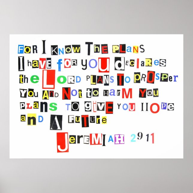 Jeremiah 29:11 Ransom Note Poster (Frente)