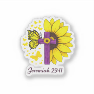 Jeremias 29:11 Adesivo Cruz de Girassol – Cristão