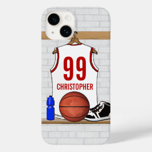 Jérsei branco e vermelho personalizado do