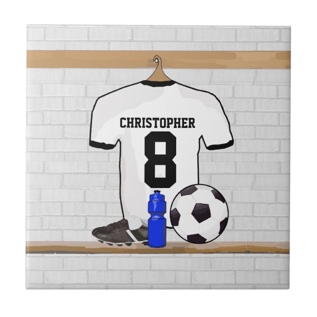 Jérsei de futebol preto branco personalizado do (Frente)