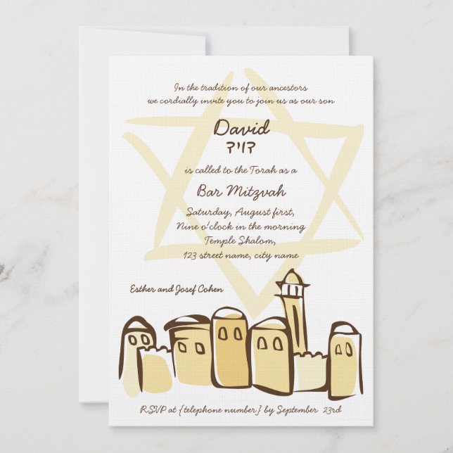 Jerusalém de estilo livre - Convite para o Bar Mit (Frente)