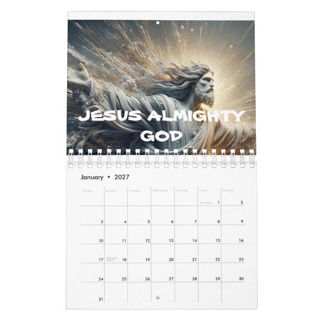 JESUS ALMIGHTY DEUS imprimiu calendário para o ano (Jan 2027)