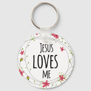 Jesus ama-me chaveiro branco floral da grinalda