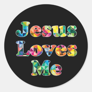 Jesus ama-me etiqueta colorida transversal do