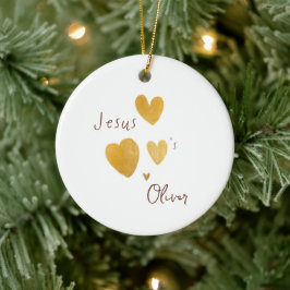 Jesus ama o Enfeites de natal de nome personalizad
