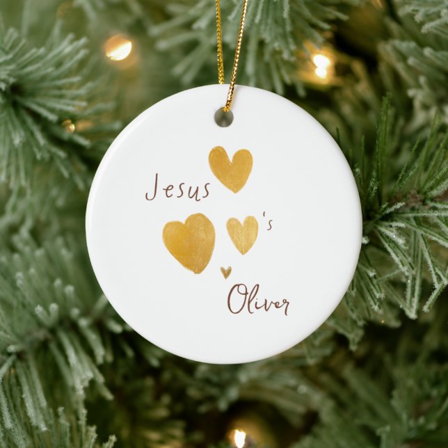 Jesus ama o Enfeites de natal de nome personalizad (Árvore)