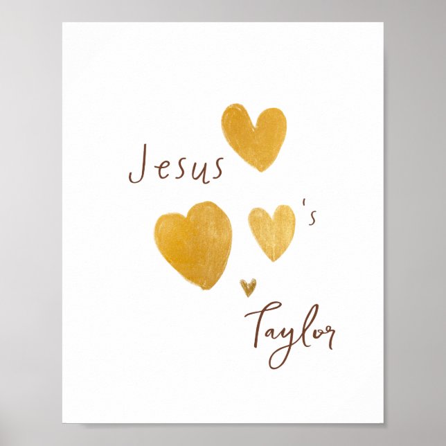 Jesus ama Posters de Impressões de Nome Personaliz (Frente)