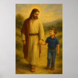 Jesus Andando com Boy™ LDS Wall Art Poster