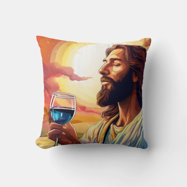 Jesus Apreciando Almofada de Vinho! (Frente)
