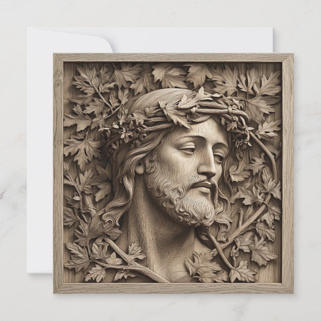 Jesus Carving Greeting Card (Frente)