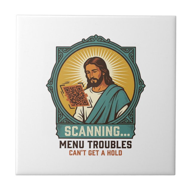 Jesus Código QR Borroso Não Funciona Menu Humor Té (Frente)