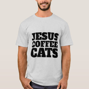 JESUS COFFEE GATOS CHRISTIAN CAT T-Shirts Camiseta