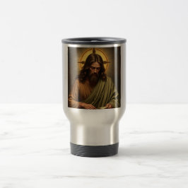 Jesus Contemplativo com Caneca de viagem Halo