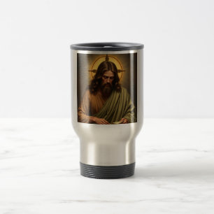 Jesus Contemplativo com Caneca de viagem Halo