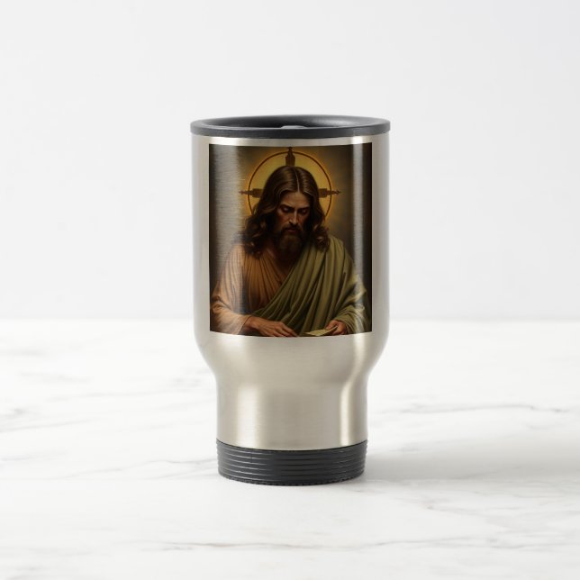 Jesus Contemplativo com Caneca de viagem Halo (Centro)