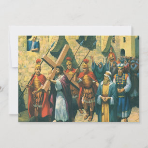 Jesus Cristo Carregando a cruz para sua crucificaç