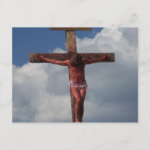 Jesus Cristo crucificado na foto do cartão postal