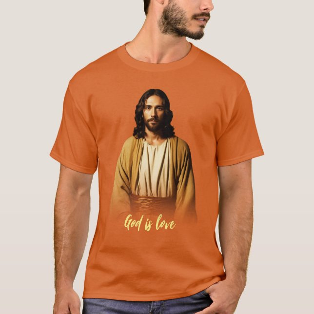 Jesus Cristo Deus é o slogan do amor - camiseta es (Frente)