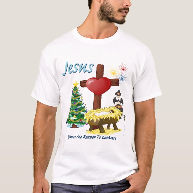 Jesus dá-me a razão comemorar a camisa (2 lados) (Frente)