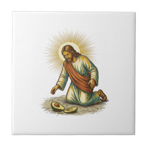 Jesus Derrubou Abacate Fresco Cortado no Chão Trag