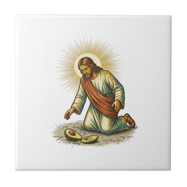 Jesus Derrubou Abacate Fresco Cortado no Chão Trag (Frente)