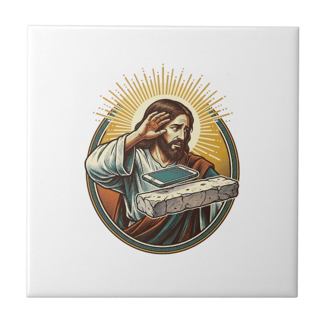 Jesus Derrubou o Rosto do Telefone no Concreto Pla (Frente)